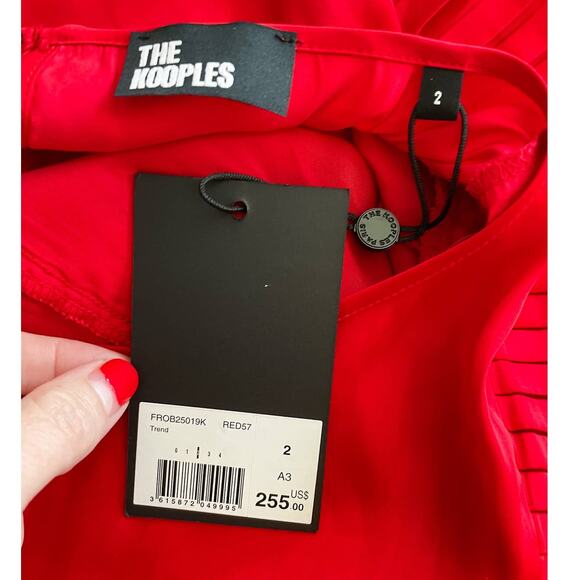 The Kooples “Short red dress” pleated ruffle satin mini dress medium size M - Picture 10 of 12